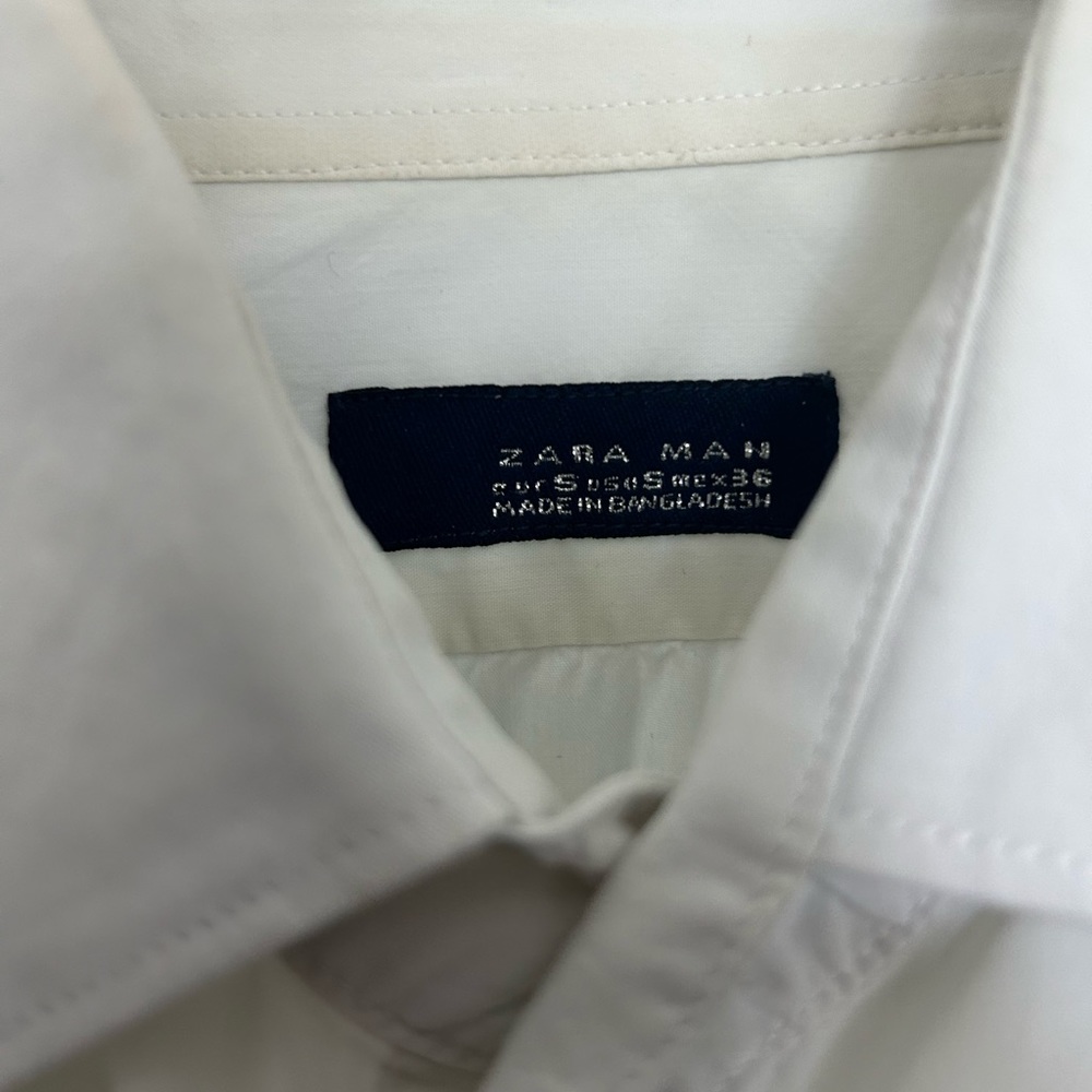 White collared short sleeve Zara Shirt with epaulettes l double breasted pockets - Picture 6 of 6